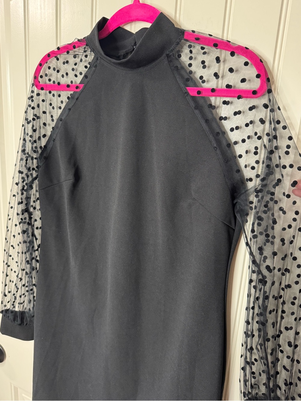 2/for $20 🪩 SHEIN Black Sheer Polka Dot Sleeves Mini Dress (Women’s X-Large) - Picture 4 of 11